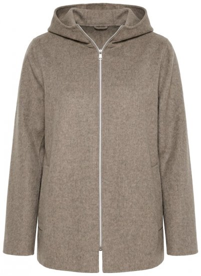Ulla Popken 851788 Wollen jas Lichtbruin - Jassen - Grote maten dames jassen