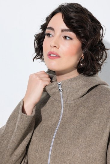 Ulla Popken 851788 Wollen jas Lichtbruin - Jassen - Grote maten dames jassen