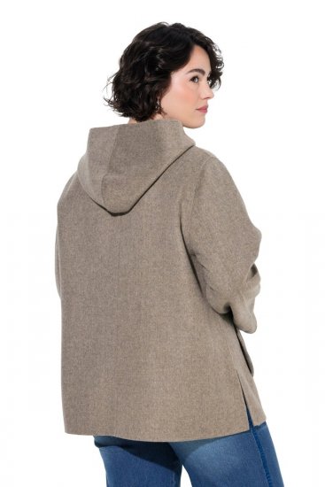 Ulla Popken 851788 Wollen jas Lichtbruin - Jassen - Grote maten dames jassen