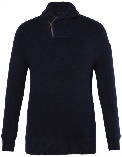 JP1880 851795 Gebreide trui met sjaalkraag Donkerblauw TALL - TALL sweatshirts - TALL sweatshirts voor lange mannen