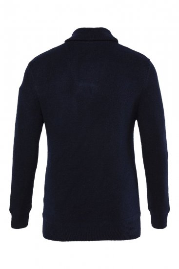 JP1880 851795 Gebreide trui met sjaalkraag Donkerblauw TALL - TALL sweatshirts - TALL sweatshirts voor lange mannen