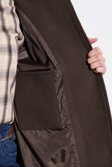 Ulla Popken 851803 Duffelcoat Donkerbruin - Jassen - Grote maten dames jassen