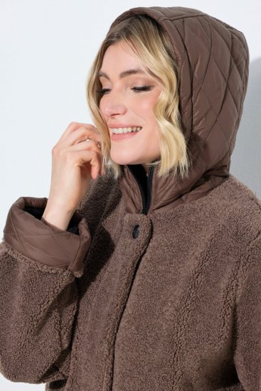 Ulla Popken 851809 Teddy jack Lichtbruin - Jassen - Grote maten jassen voor dames