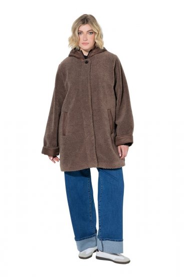 Ulla Popken 851809 Teddy jack Lichtbruin - Jassen - Grote maten jassen voor dames