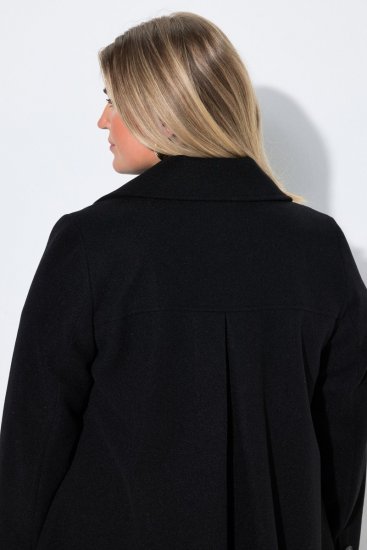 Ulla Popken 851827 Uitlopende jas met wollook Zwart - Jassen - Grote maten dames jassen