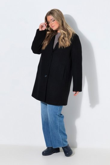 Ulla Popken 851829 Wollen jas Zwart - Jassen - Grote maten dames jassen