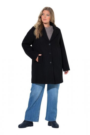 Ulla Popken 851829 Wollen jas Zwart - Jassen - Grote maten dames jassen