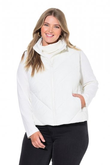 Ulla Popken 851833 Gewatteerd vest met opstaande kraag Gebroken wit - Bodywarmers - 
