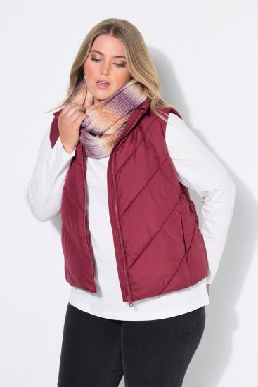 Ulla Popken 851833 Gewatteerd vest met opstaande kraag Rood - Bodywarmers - 