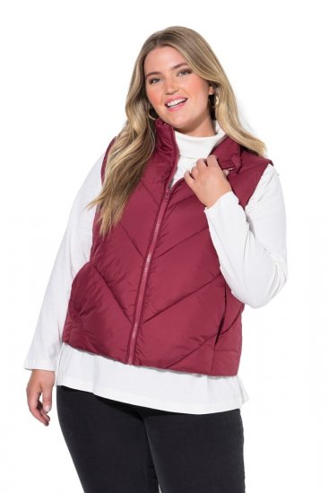 Ulla Popken 851833 Gewatteerd vest met opstaande kraag Rood - Bodywarmers - 