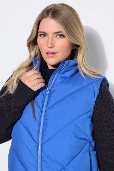 Ulla Popken 851833 Gewatteerd vest met opstaande kraag Blauw - Bodywarmers - 