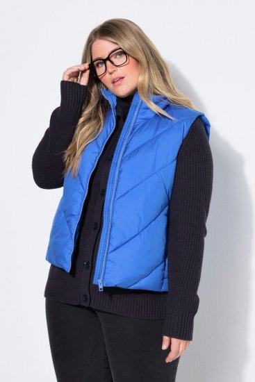 Ulla Popken 851833 Gewatteerd vest met opstaande kraag Blauw - Bodywarmers - 