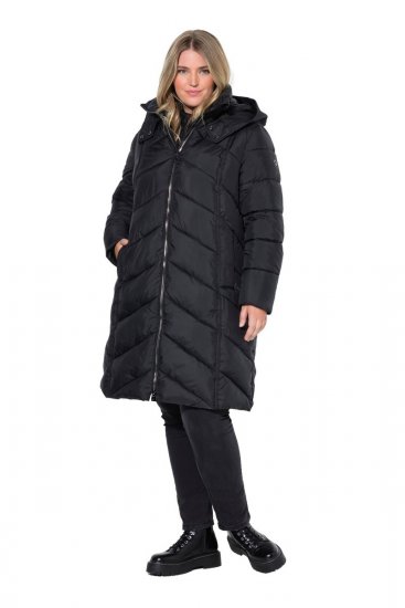 Ulla Popken 851842 Gewatteerde jas Zwart - Jassen - Grote maten dames jassen