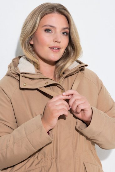 Ulla Popken 852028 Parka Beige - Jassen - Grote maten dames jassen