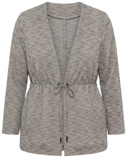 Ulla Popken 852086 Gestreept vest met trekkoord Taupe - Vesten - Dames vesten in grote maten