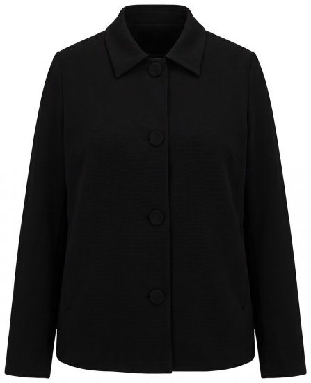Ulla Popken 852167 Blazer met overhemdkraag Zwart - Blazers - Damesblazers in grote maten