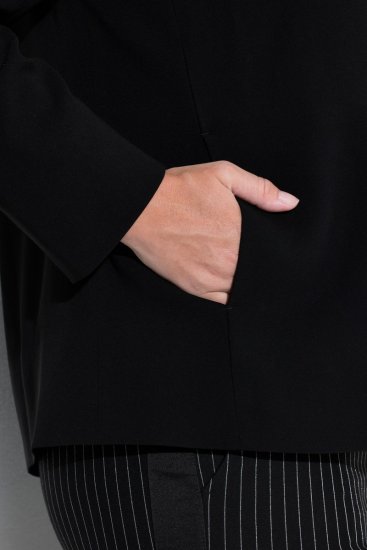 Ulla Popken 852167 Blazer met overhemdkraag Zwart - Blazers - Damesblazers in grote maten