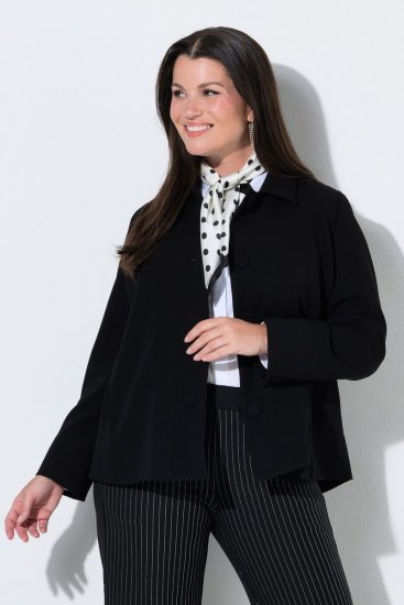Ulla Popken 852167 Blazer met overhemdkraag Zwart - Blazers - Damesblazers in grote maten