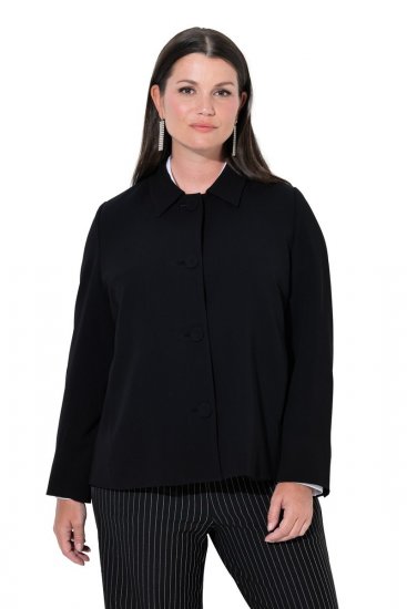 Ulla Popken 852167 Blazer met overhemdkraag Zwart - Blazers - Damesblazers in grote maten