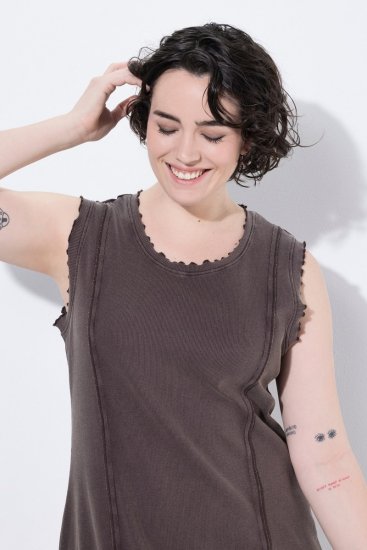 Ulla Popken 852190 Jersey jurk Mahoniebruin - Zomerjurken - Grote maten zomerjurken voor dames