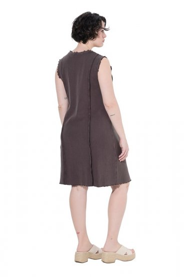 Ulla Popken 852190 Jersey jurk Mahoniebruin - Zomerjurken - Grote maten zomerjurken voor dames