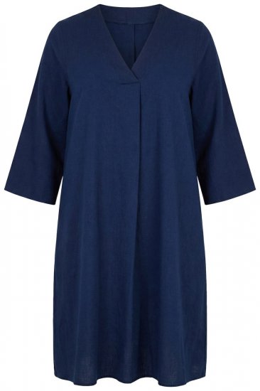 Ulla Popken 852191 Denim jurk met zakken Denimblauw - Kleedjes - Jurken in elke maat