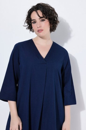 Ulla Popken 852191 Denim jurk met zakken Denimblauw - Kleedjes - Jurken in elke maat