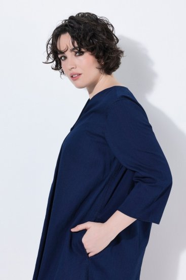 Ulla Popken 852191 Denim jurk met zakken Denimblauw - Kleedjes - Jurken in elke maat