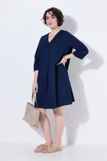 Ulla Popken 852191 Denim jurk met zakken Denimblauw - Kleedjes - Jurken in elke maat