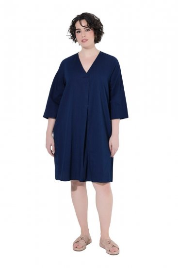 Ulla Popken 852191 Denim jurk met zakken Denimblauw - Kleedjes - Jurken in elke maat