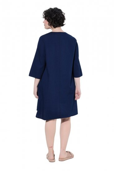 Ulla Popken 852191 Denim jurk met zakken Denimblauw - Kleedjes - Jurken in elke maat