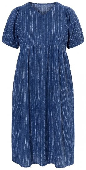 Ulla Popken 852214 Gestreepte midi-jurk Donkerblauw - Midi jurken - Midi-jurken in grote maten