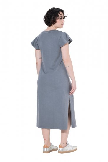 Ulla Popken 852218 Midi-jurk met korte mouwen Grijs - Midi jurken - Midi-jurken in grote maten