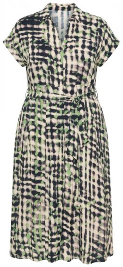 Ulla Popken 852257 Bedrukte maxi-jurk Taupe - Maxi jurken - Grote maten maxi jurken