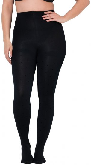 Ulla Popken 852349 Gestippelde panty Zwart - Panty's & sokken - 