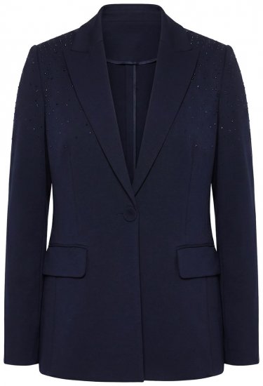 Ulla Popken 852498 Blazer met strass Donkerblauw - Blazers - Damesblazers in grote maten