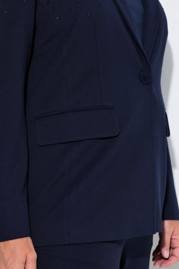Ulla Popken 852498 Blazer met strass Donkerblauw - Blazers - Damesblazers in grote maten