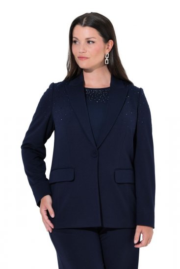 Ulla Popken 852498 Blazer met strass Donkerblauw - Blazers - Damesblazers in grote maten