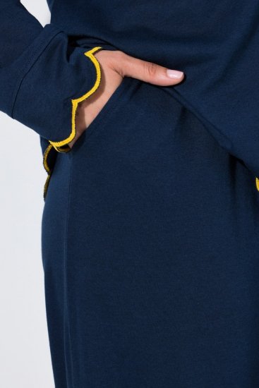 Ulla Popken 852573 Pyjama met overhemdkraag Donkerblauw - Pyjama's en Loungewear - 