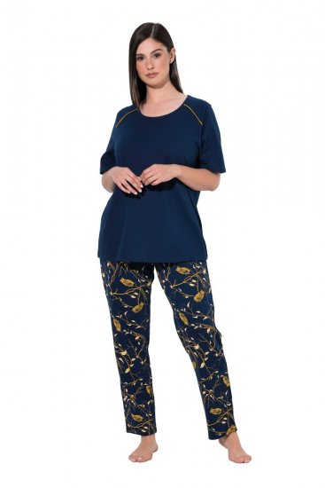 Ulla Popken 852577 Pyjama met print Donkerblauw - Pyjama's en Loungewear - 
