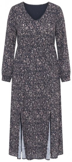 Ulla Popken 852606 Bedrukte maxi-jurk Zwart - Maxi jurken - Grote maten maxi jurken