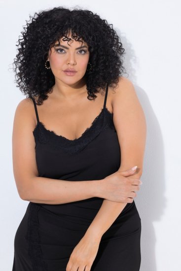 Ulla Popken 852636 Wikkeljurk Zwart - Jersey jurken - 