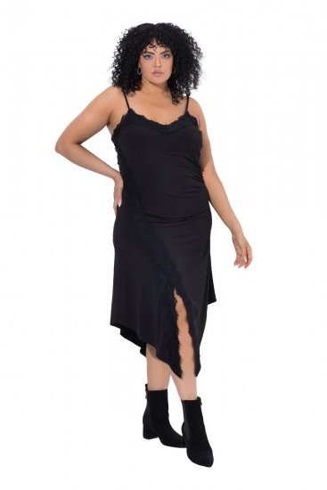 Ulla Popken 852636 Wikkeljurk Zwart - Jersey jurken - 