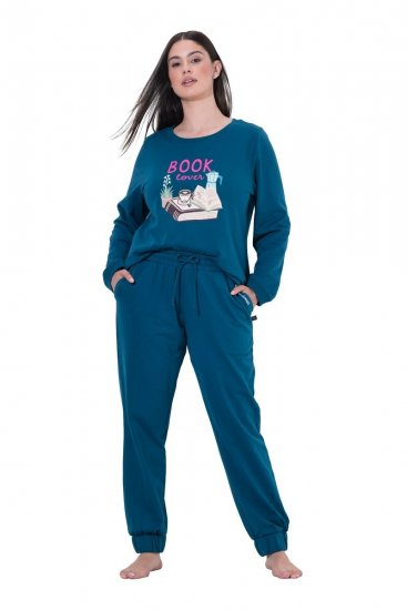 Ulla Popken 852725 Loungebroek Petrol - Pyjama's en Loungewear - 