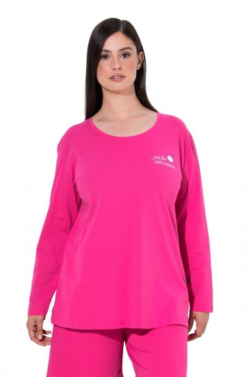 Ulla Popken 852747 Pyjamatop met lange mouwen Roze - Pyjama's en Loungewear - 