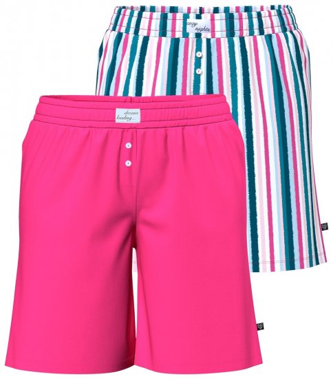 Ulla Popken 852752 Pyjamashort met strepen 2-pack Roze - Pyjama's en Loungewear - 
