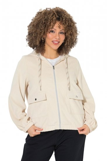 Ulla Popken 852802 Corduroy jack Gebroken wit - Jassen - Grote maten jassen voor dames