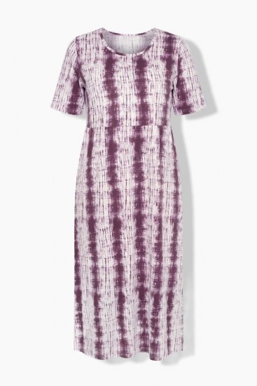 Ulla Popken 852854 Gestreepte midi-jurk Bruin - Midi jurken - Midi-jurken in grote maten