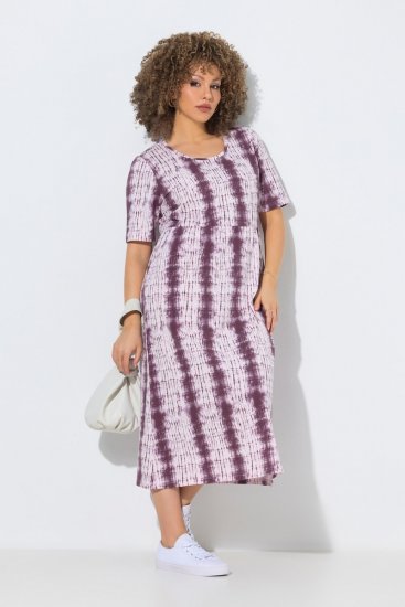 Ulla Popken 852854 Gestreepte midi-jurk Bruin - Midi jurken - Midi-jurken in grote maten