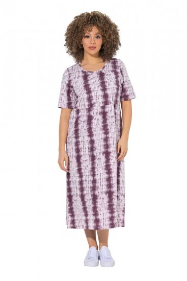 Ulla Popken 852854 Gestreepte midi-jurk Bruin - Midi jurken - Midi-jurken in grote maten